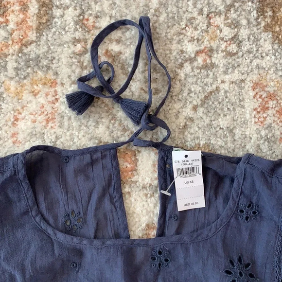 Aerie Women's Eyelet Ruffle Boho Prairie Crop Top Size XS Coastal Grandma Top - Picture 3 of 5